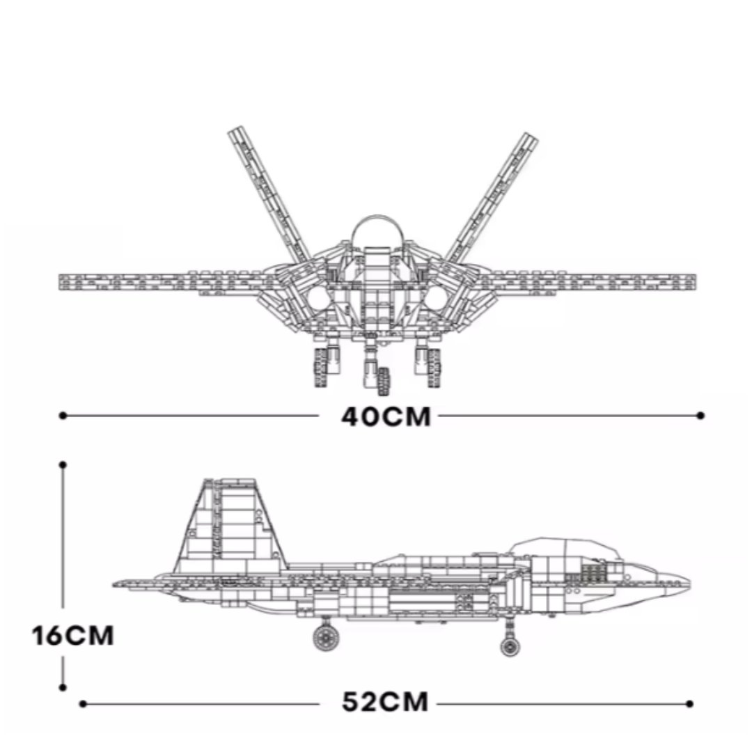Reobrix F-22 Raptor Brick Set – 1,837-Piece Modern Fighter Jet Model with Functional Missile Bays