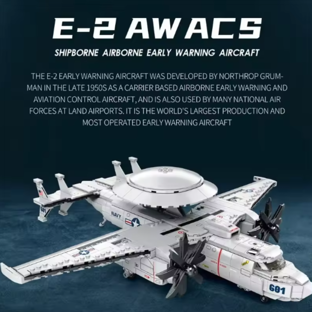 Reobrix E-2 Hawkeye Aircraft Brick Set – 1,144-Piece U.S. Navy Early Warning Plane Model