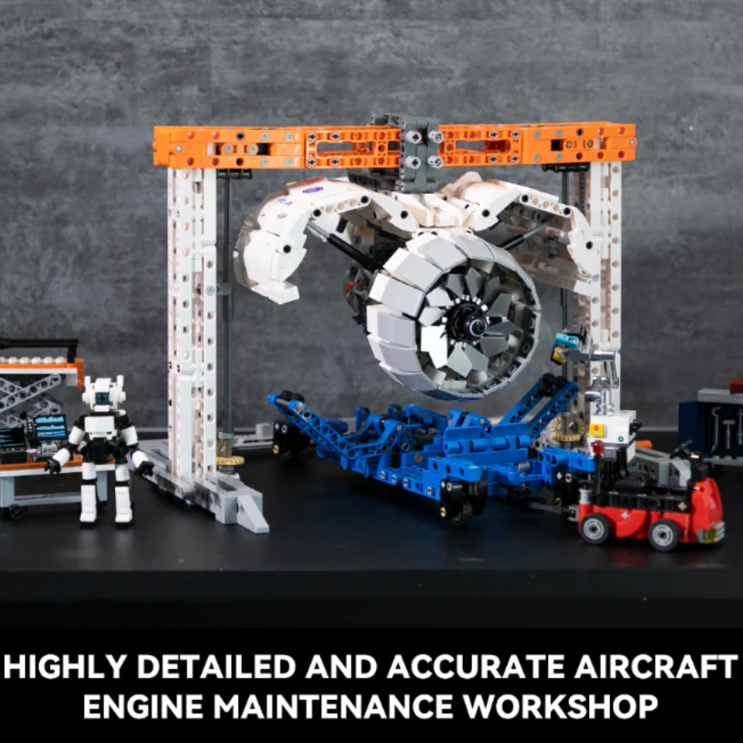 Pantasy Aircraft Engine Workshop Brick Set – ~2,000-Piece Detailed Model with Realistic Workshop Design