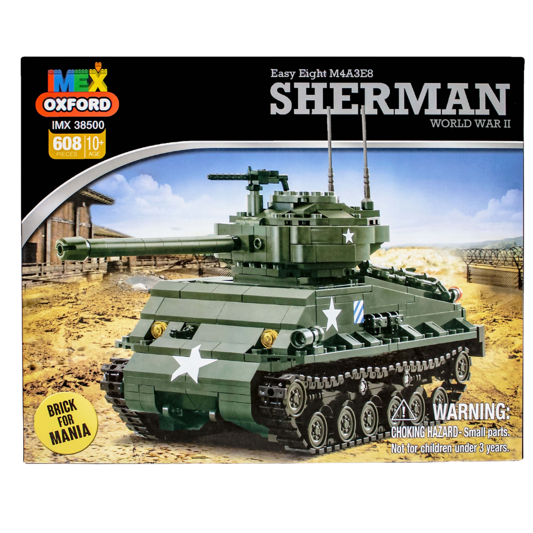 IMEX Oxford Sherman M4A3E8 Easy Eight Tank Brick Set – 608-Piece WWII U.S. Medium Tank Model