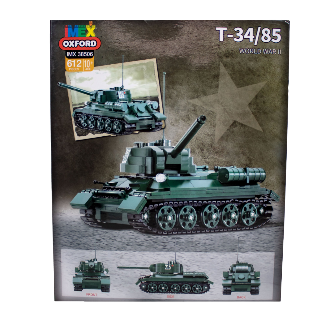 IMEX Oxford T34/85 Tank Brick Set – 612-Piece WWII Russian Medium Tank Model