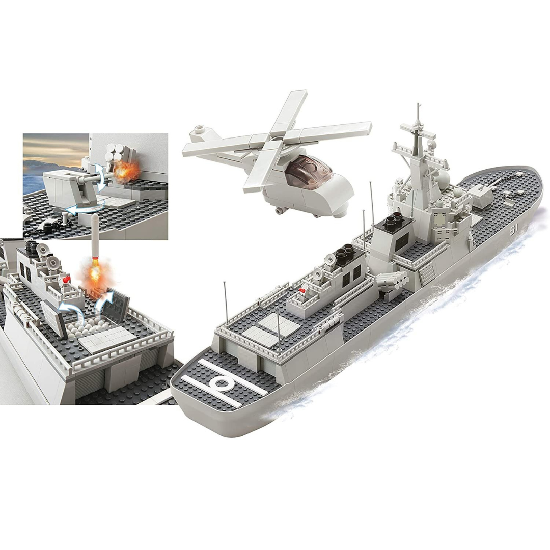 IMEX Oxford USS Arleigh Burke Brick Set – 1,058-Piece Aegis Missile Destroyer Model with 11 Ship Decal Options