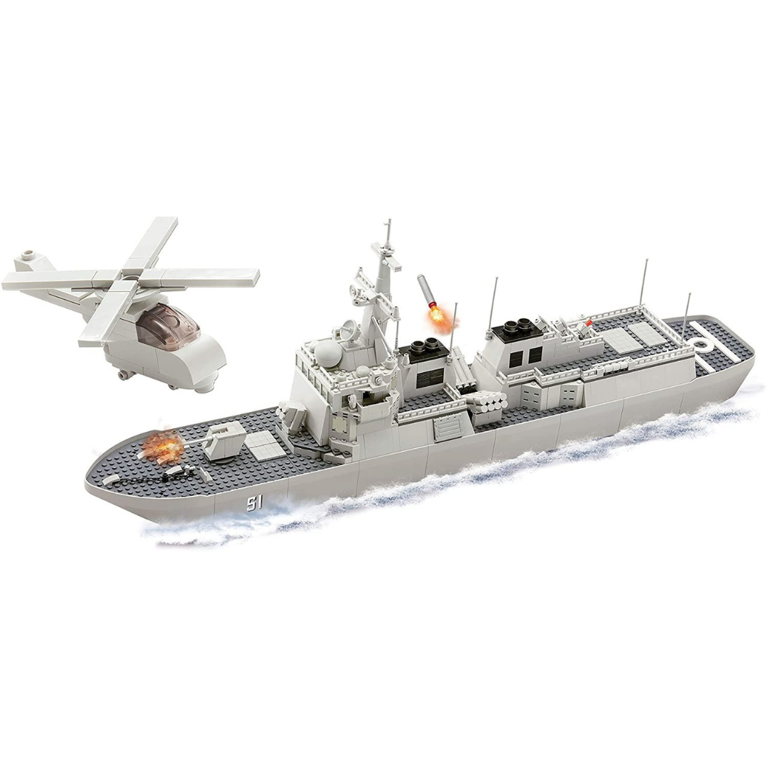 IMEX Oxford USS Arleigh Burke Brick Set – 1,058-Piece Aegis Missile Destroyer Model with 11 Ship Decal Options