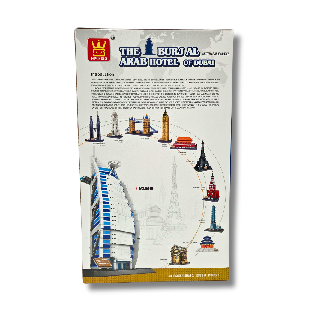WANGE 8018 Burj Al Arab – 1,307-Piece Architecture Brick Set