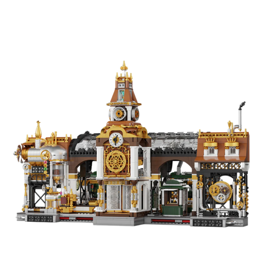 Pantasy 85007 Steampunk Railway Station – 2,788-Piece Modular Victorian City Train Build
