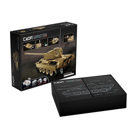 CaDA WWII German Panther Tank Remote Controlled Brick Building Set 907 Pieces