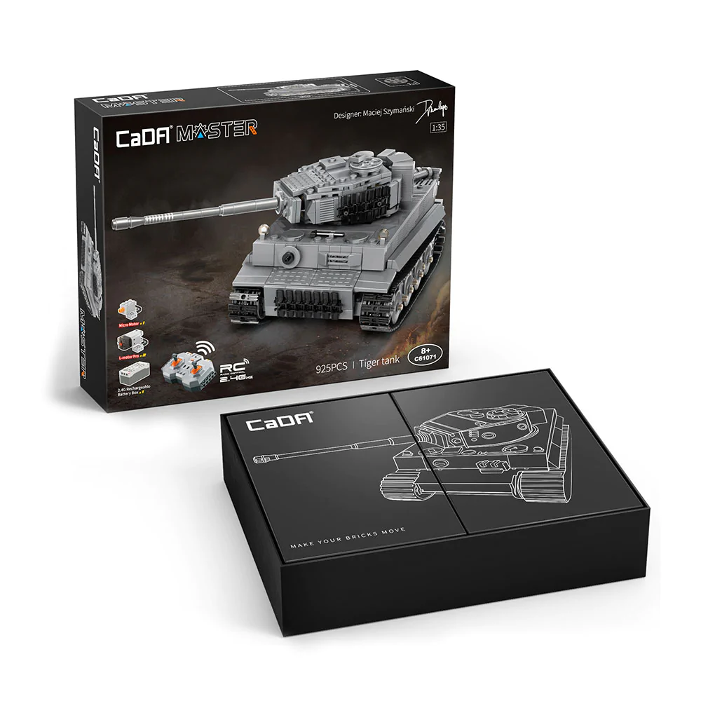 CaDA Masters WWII German Tiger Tank Remote Controlled Brick Building Set 925 Pieces