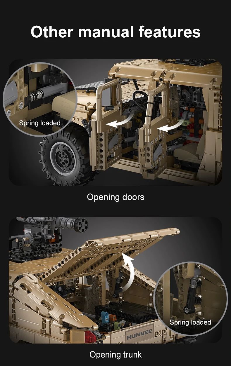 CaDA 1:8 Scale Humvee Off-Road Vehicle (Non-Motorized) Brick Building Set 3,935 Pieces
