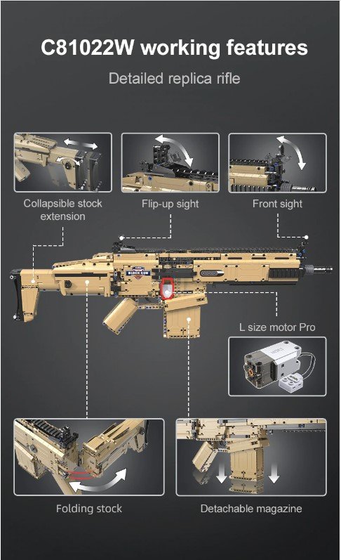 CaDA Model Assault Rifle Brick Building Set 1406 Pieces