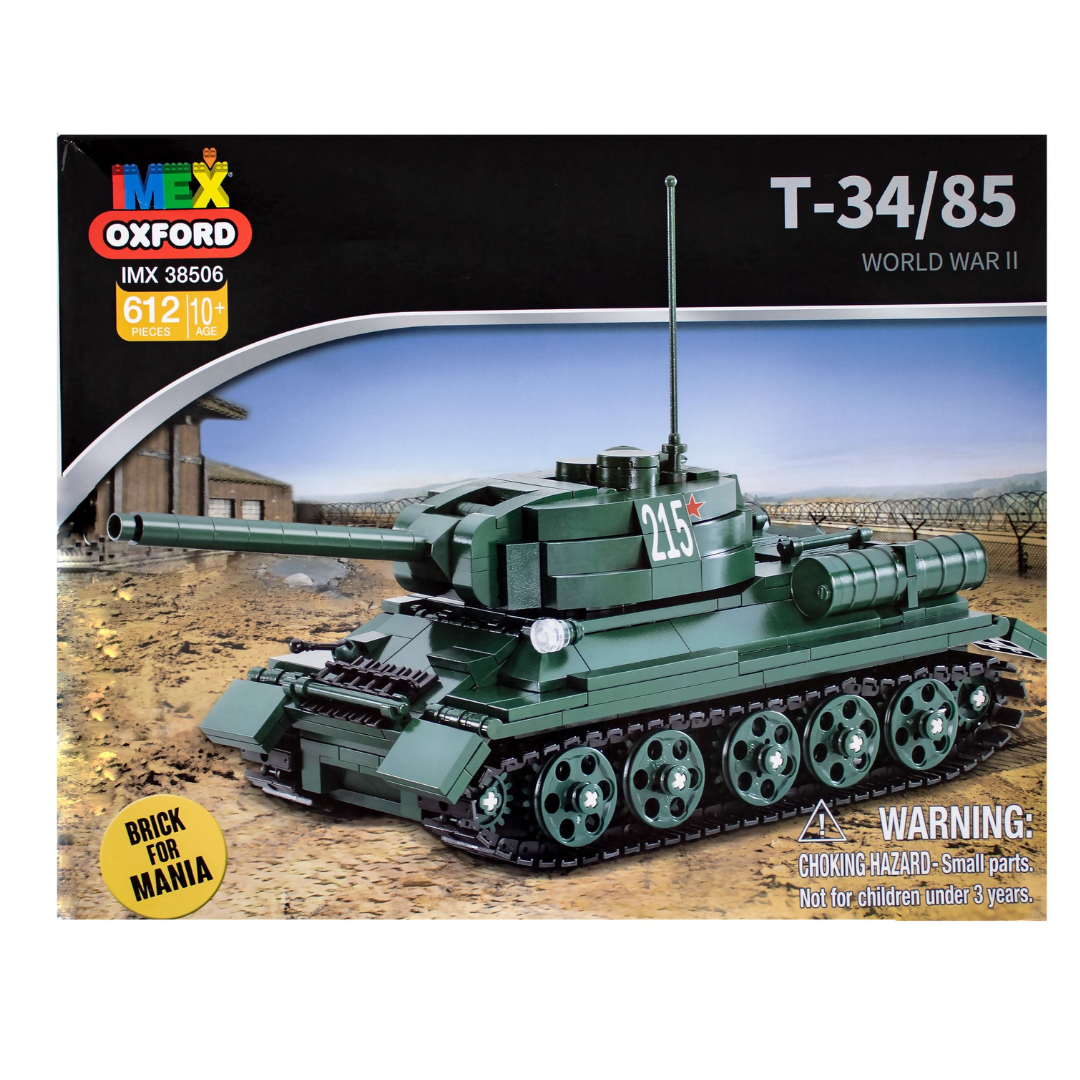 IMEX Oxford T34/85 Tank Brick Set – 612-Piece WWII Russian Medium Tank Model