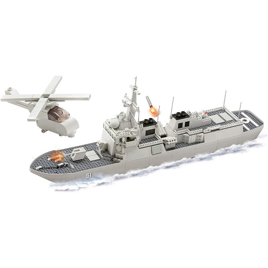 IMEX Oxford USS Arleigh Burke Brick Set – 1,058-Piece Aegis Missile Destroyer Model with 11 Ship Decal Options