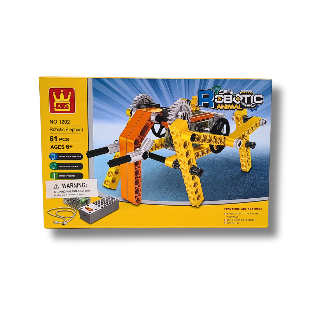 WANGE WAG1202 Robotic Elephant– 61-Piece Motorized STEM Building Set